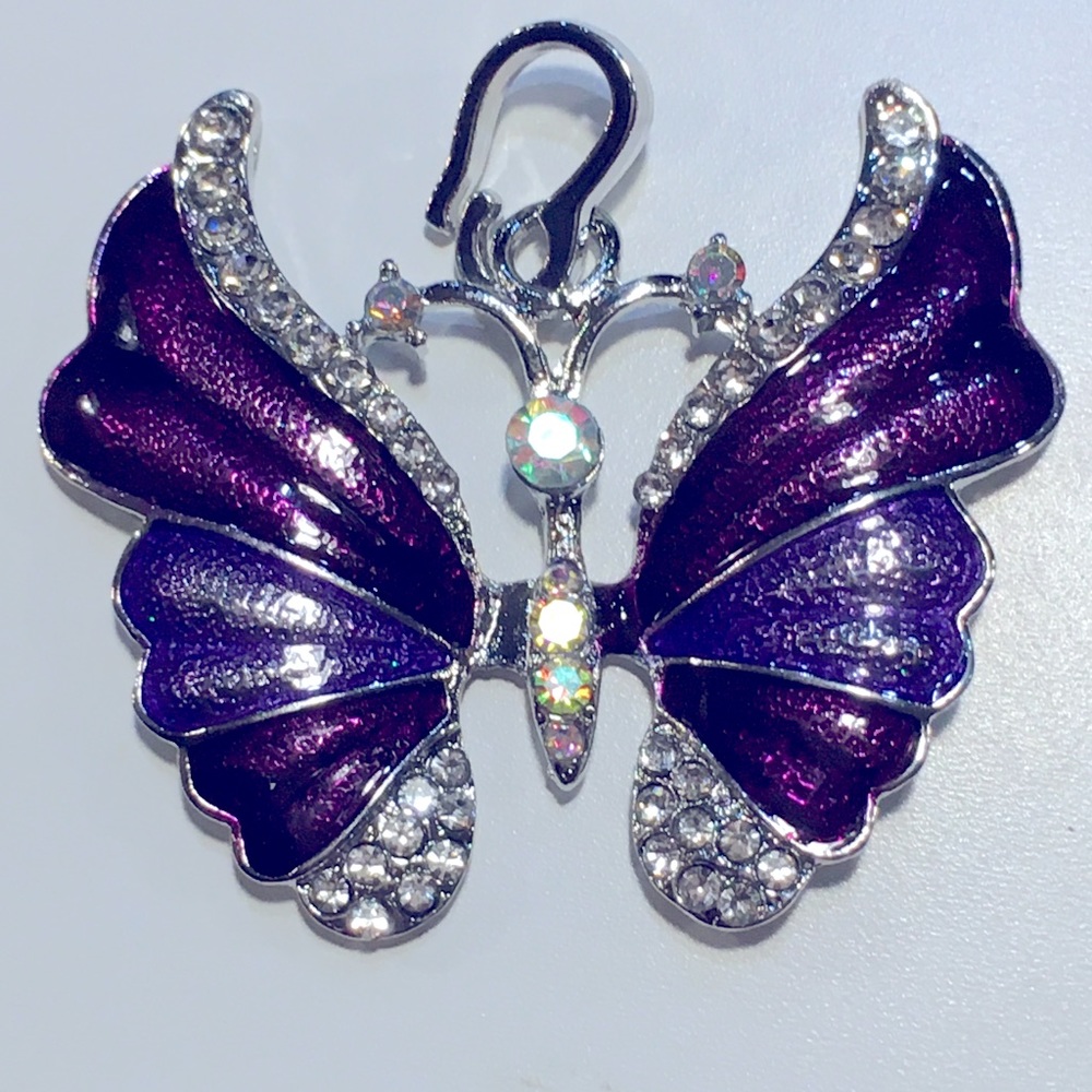 Vivid Solid Purple Butterfly Necklace.